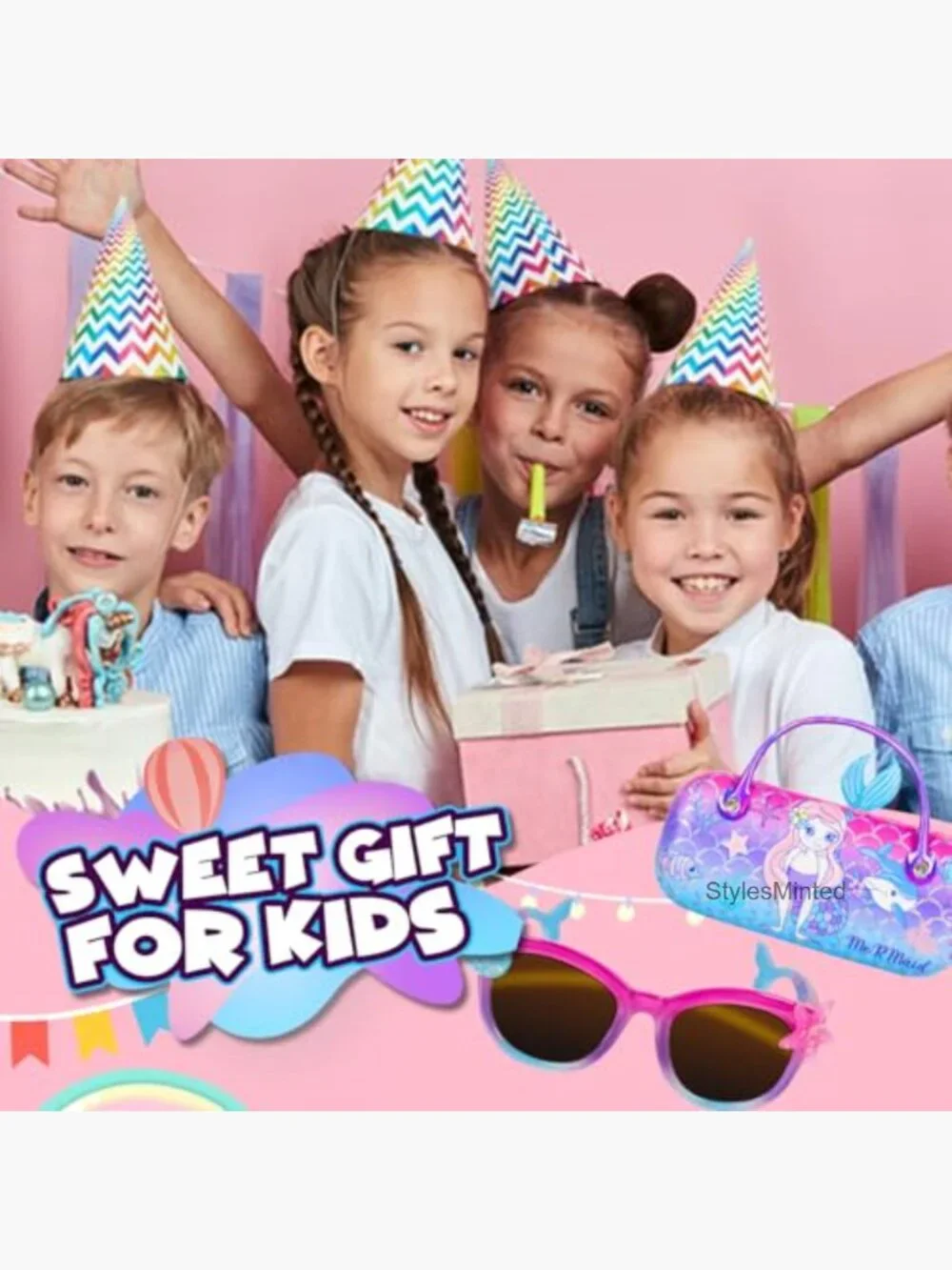 Kids Polarized Sunglasses UV400 Protection with Case Mermaid